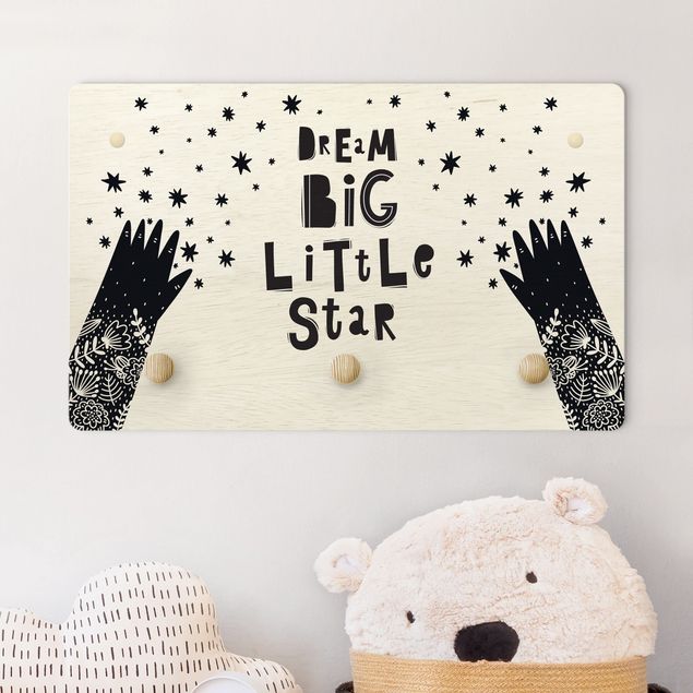 Kids room decor Text Dream Big Little Star With Flowers Black