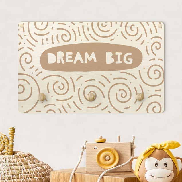 Nursery decoration Text Dream Big With Whirls Natural