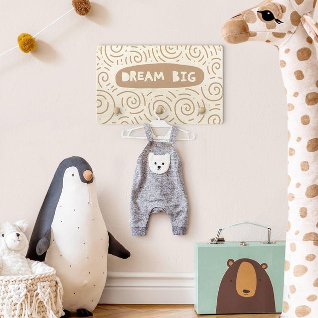 Coat rack quotes Text Dream Big With Whirls Natural