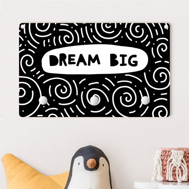 Nursery decoration Text Dream Big With Whirls Black And White