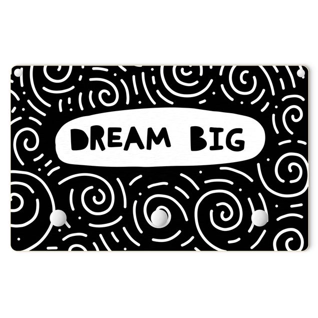Coat rack black Text Dream Big With Whirls Black And White