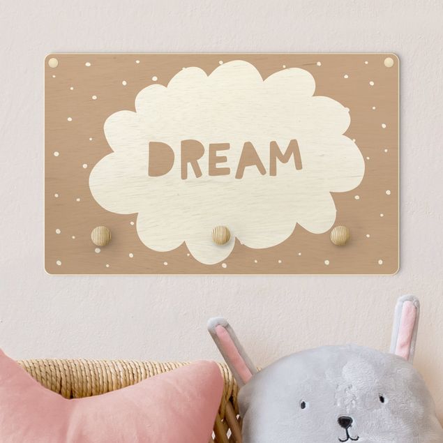 Kids room decor Text Dream With Clouds Natural