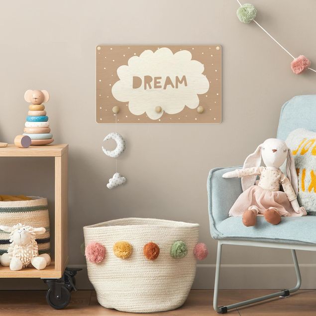 Coat rack sayings Text Dream With Clouds Natural