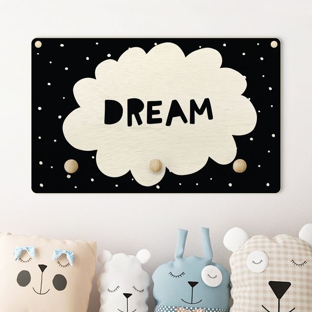 Nursery decoration Text Dream With Clouds Black