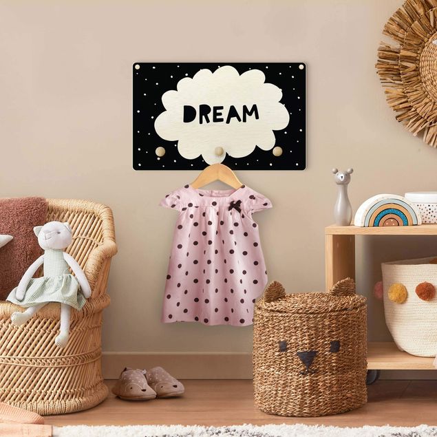 Wall mounted coat rack sayings & quotes Text Dream With Clouds Black