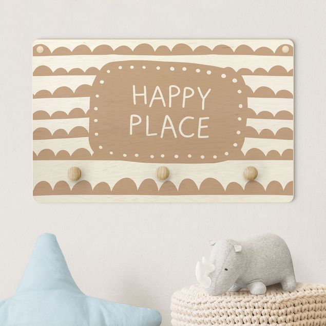 Nursery decoration Text Happy Place In Band Of Clouds Natural