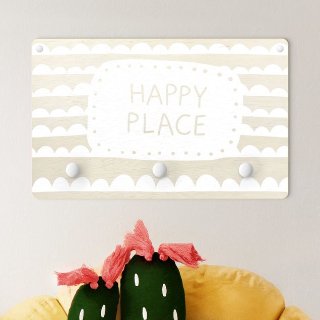 Nursery decoration Text Happy Place In Band Of Clouds White