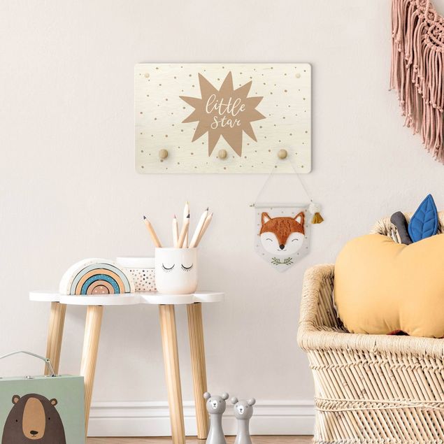 Wall mounted coat rack Text Little Star With Star Natural