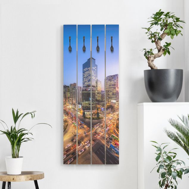 Wall mounted coat rack architecture and skylines City Lights Of Gangnam District