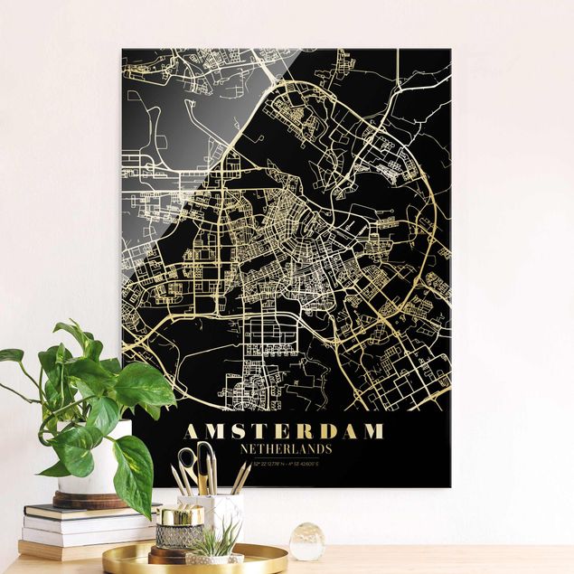 Kitchen Amsterdam City Map - Classic Black