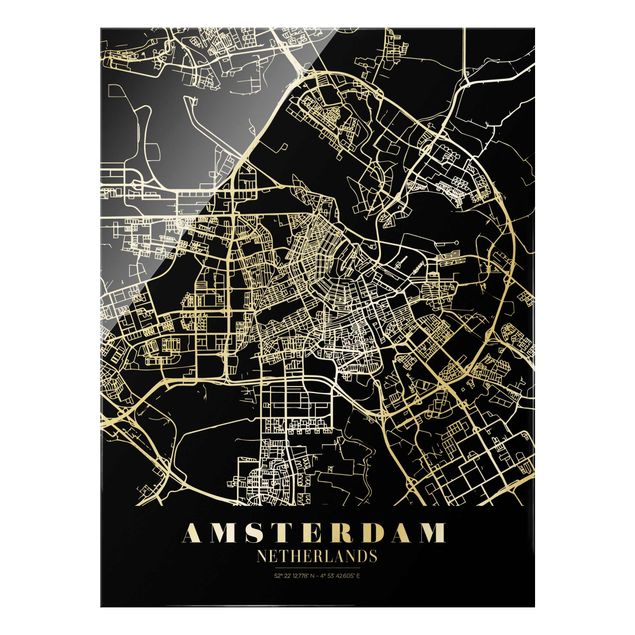 Black and white art Amsterdam City Map - Classic Black