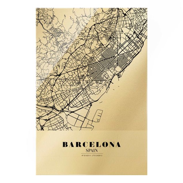Prints Barcelona City Map - Classic