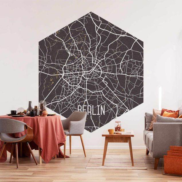 Black and white aesthetic wallpaper City Map Berlin - Retro