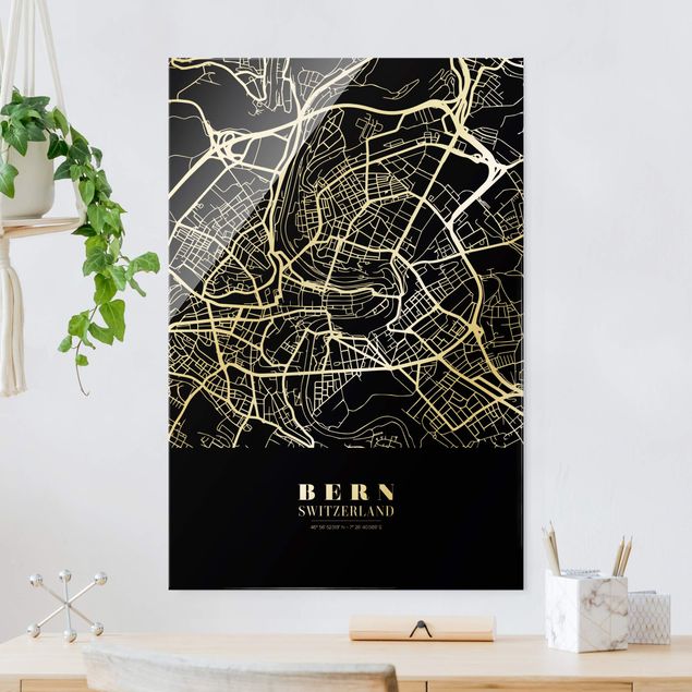 Kitchen Bern City Map - Classic Black