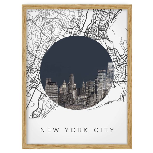 Framed world map Map Collage New York City