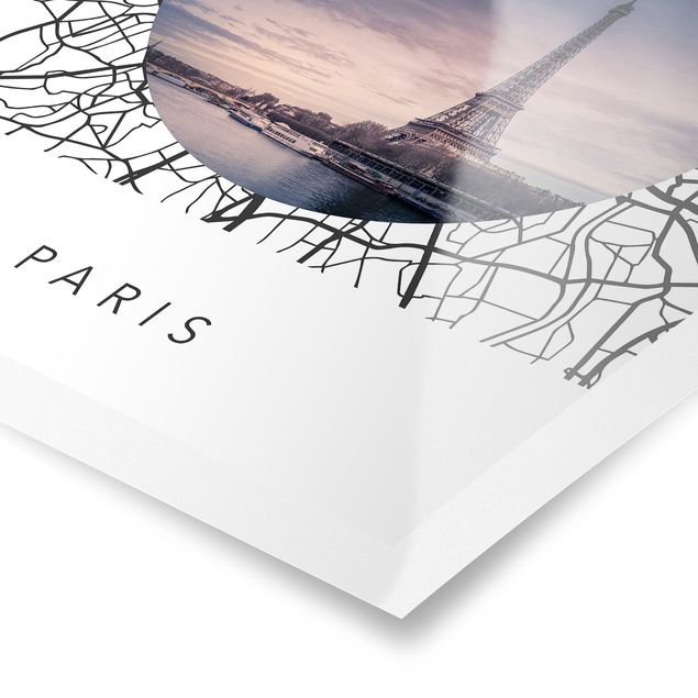 Prints black and white Map Collage Paris