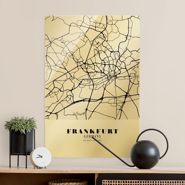 Glass prints maps Frankfurt City City Map - Classic