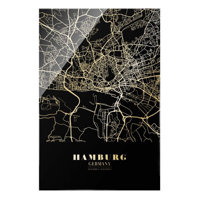 Skyline wall art Hamburg City Map - Classic Black