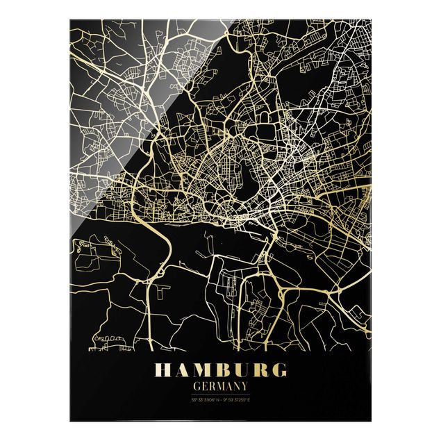 Skyline wall art Hamburg City Map - Classic Black