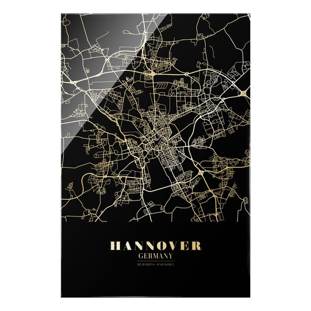 Black and white wall art Hannover City Map - Classic Black