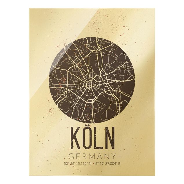 Prints Cologne City Map - Retro