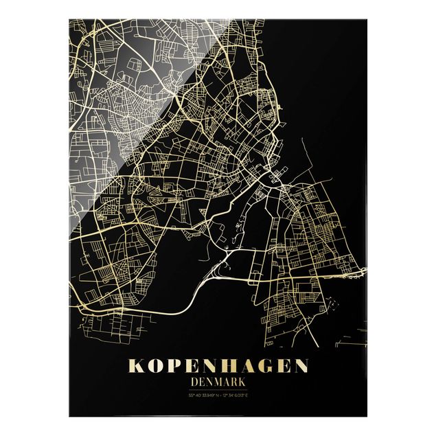 Black and white wall art Copenhagen City Map - Classic Black