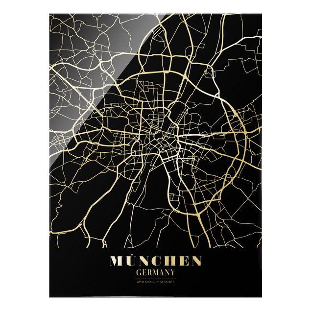 Black and white art Munich City Map - Classic Black