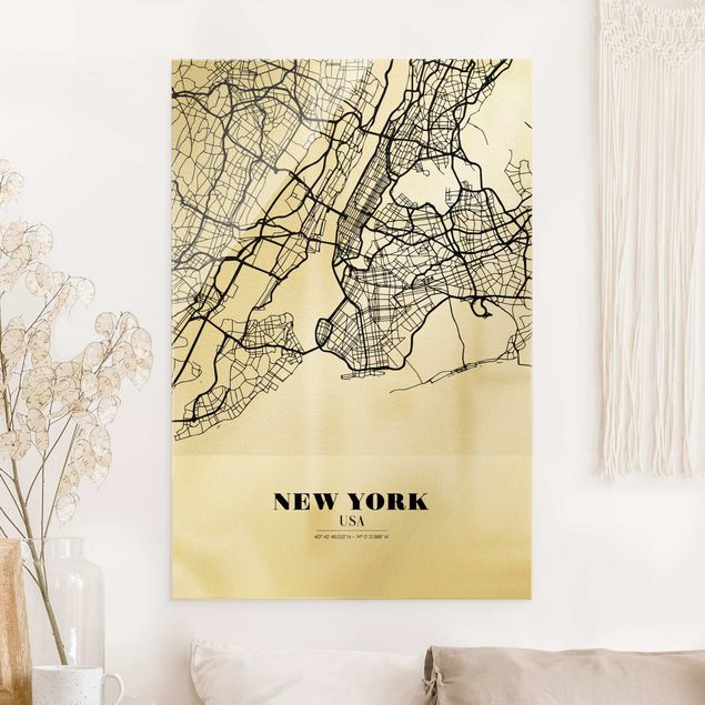 Glass prints New York New York City Map - Classic