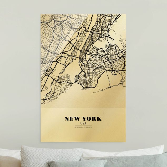 New York skyline print New York City Map - Classic