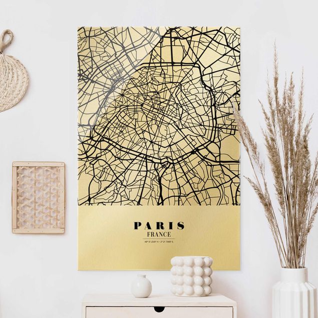 Glass prints Paris Paris City Map - Classic