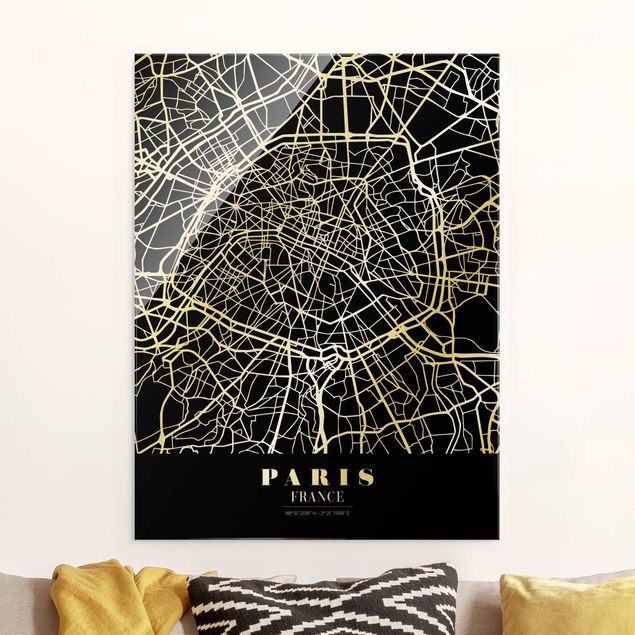 Kitchen Paris City Map - Classic Black