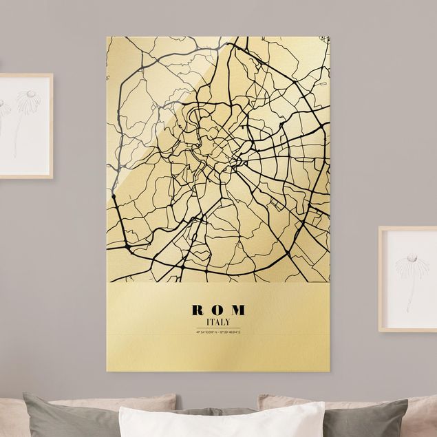 Glass prints architecture and skylines Rome City Map - Classic