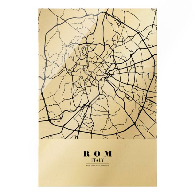 Black and white art Rome City Map - Classic