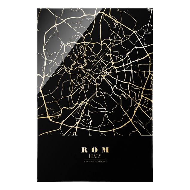 Black and white wall art Rome City Map - Classic Black