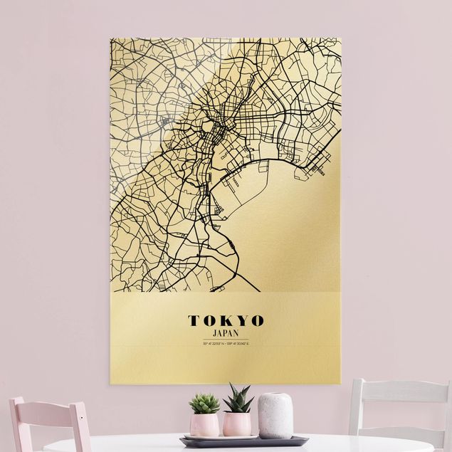 Glass prints architecture and skylines Tokyo City Map - Classic