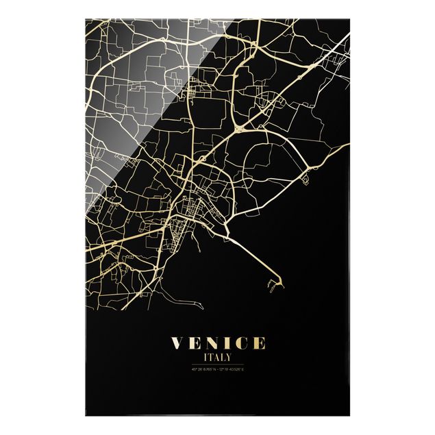 Prints black and white Venice City Map - Classic Black