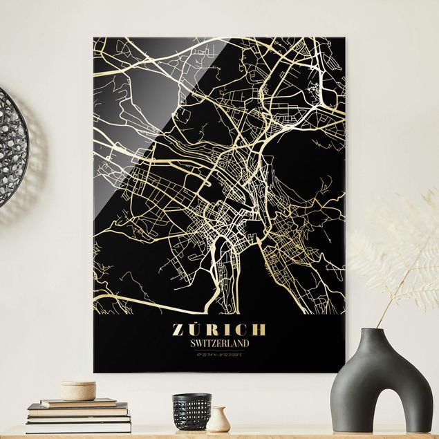 Kitchen Zurich City Map - Classic Black