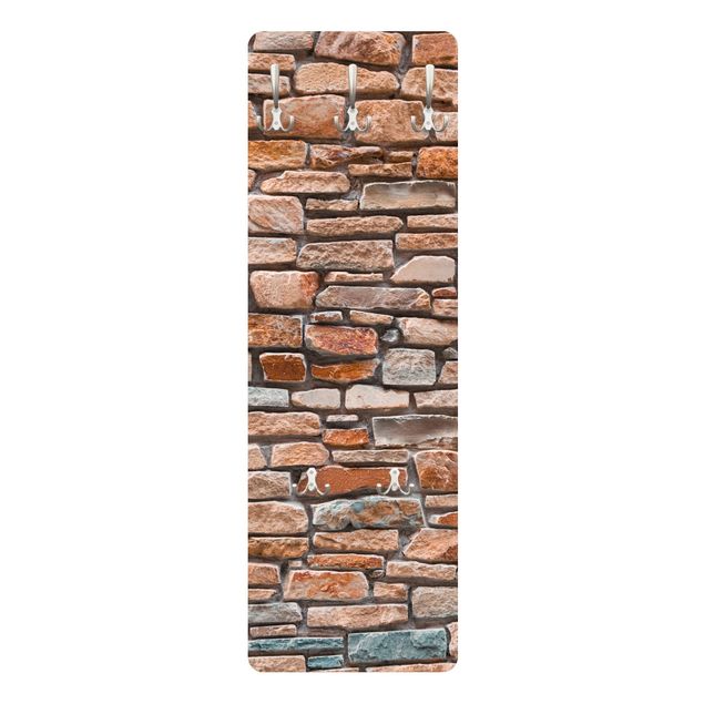 Wall mounted coat rack red Stone Look Red Turquoise