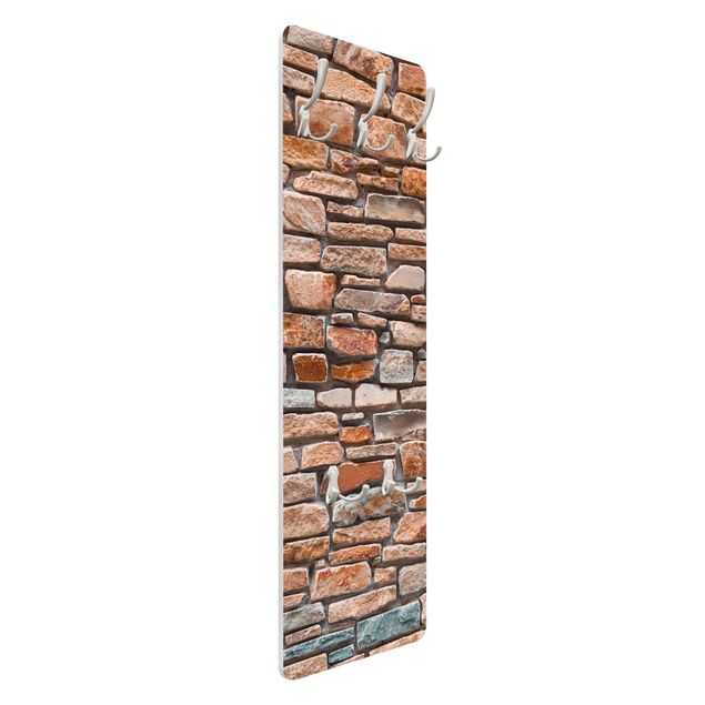 Wall coat hanger Stone Look Red Turquoise