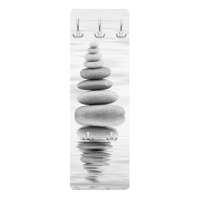 Wall coat rack Stone Tower In Water Black And White