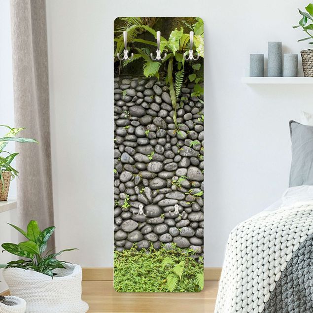 Country coat rack Stone Wall With Plants