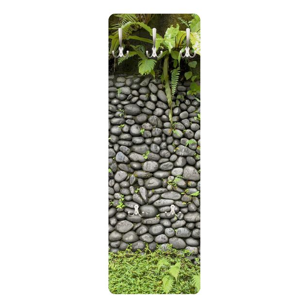 Coat rack grey Stone Wall With Plants