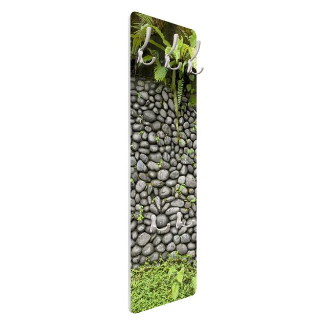Wall mounted coat rack Stone Wall With Plants