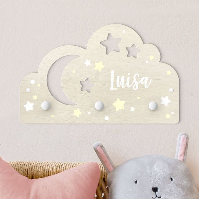 Kids room decor Starry Cloud And Moon With Customised Name