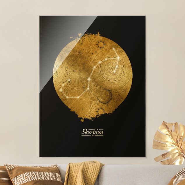 Modern art prints Zodiac Sign Scorpio Gray Gold