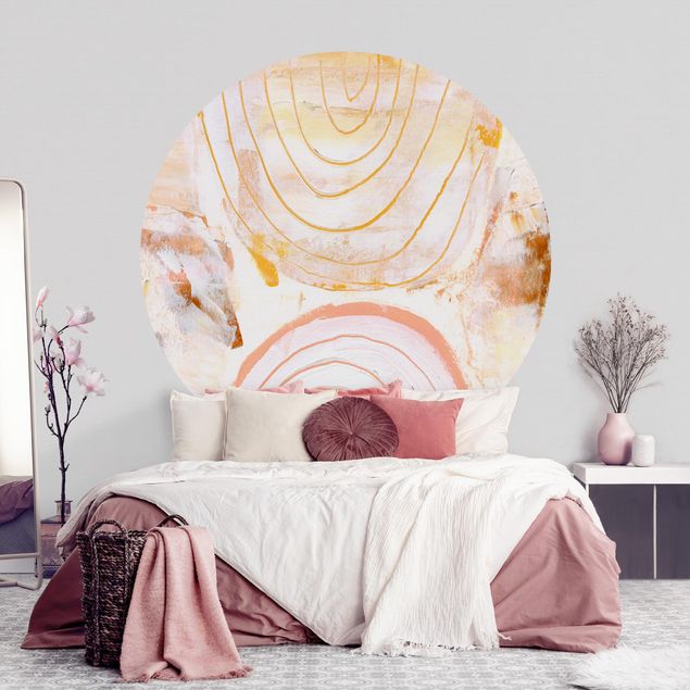 Modern wallpaper designs Bright Colour Arcs In Caramel