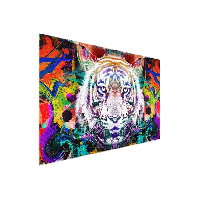 Glass prints abstract Street Art Tiger