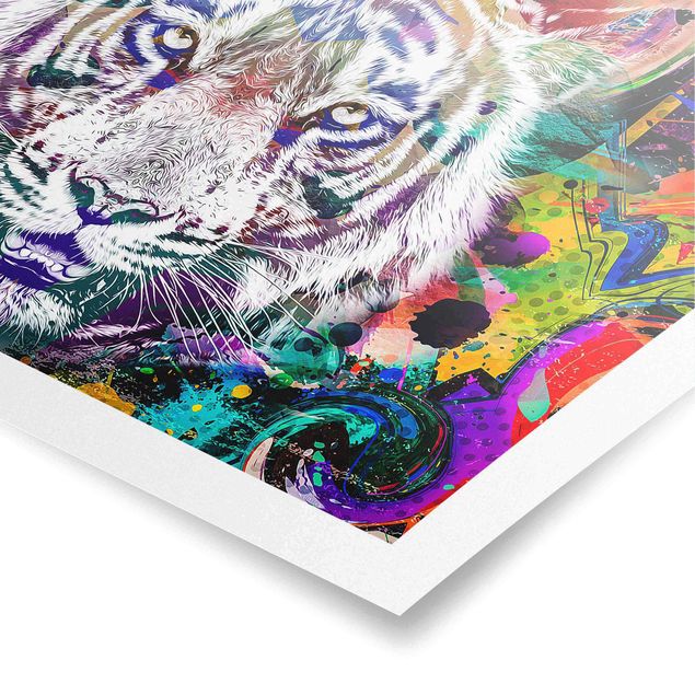 Prints multicoloured Street Art Tiger