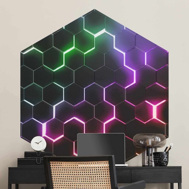 Wallpapers patterns Hexagonal Pattern With Neon Light