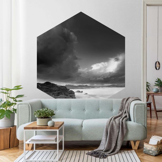 Black white wallpaper Storm Over The Coast